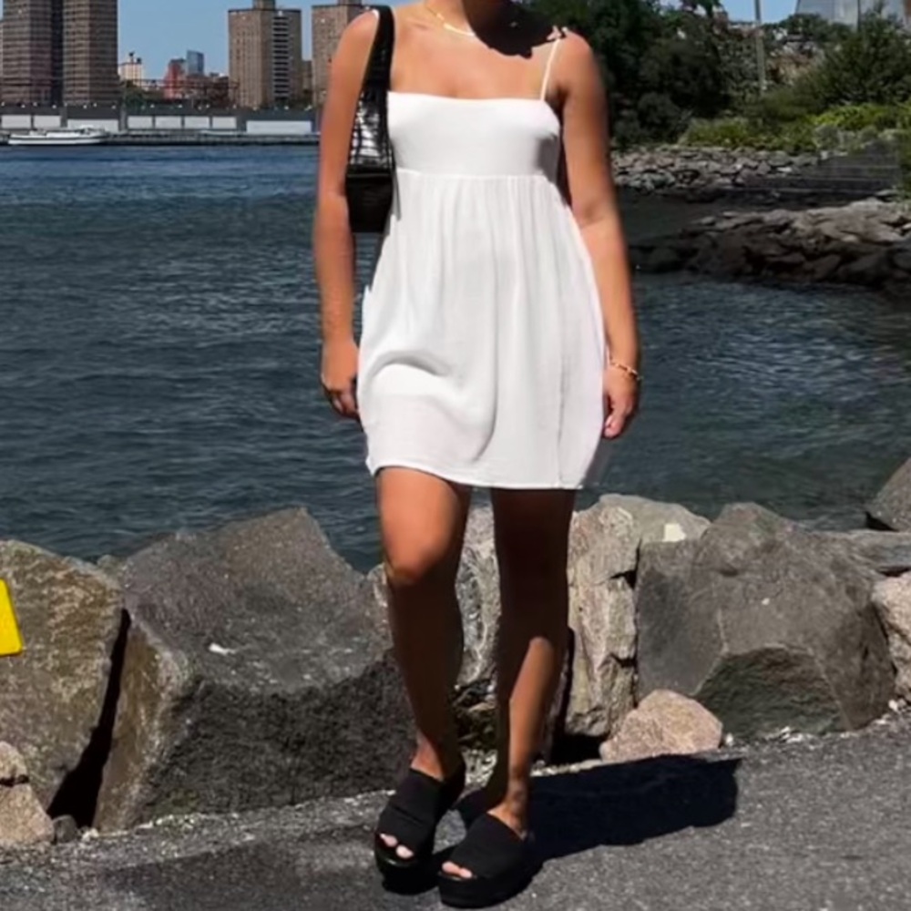 Garage White Spaghetti Strap Mini Dress